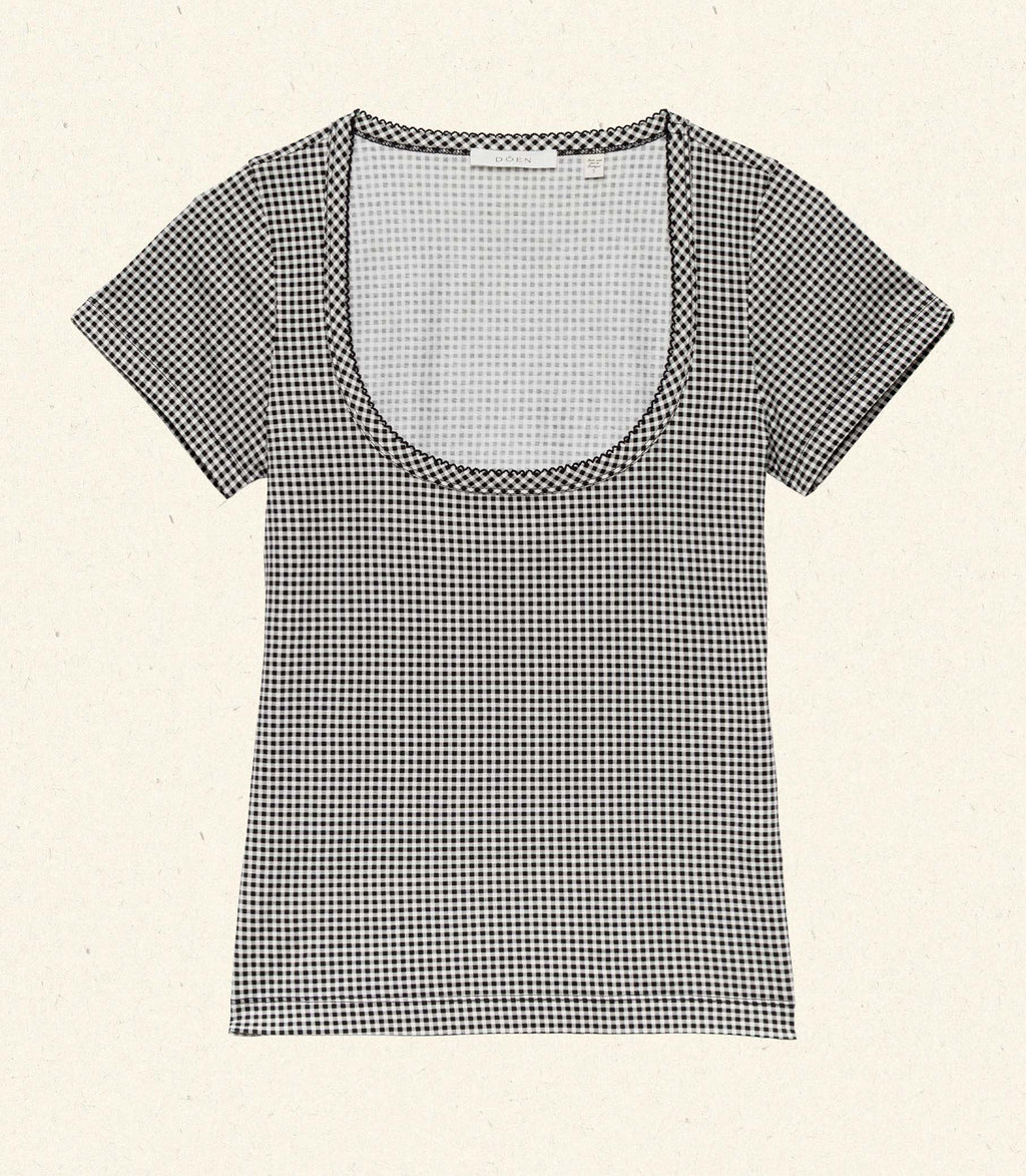 BRIGITTE TEE -- NOIR LA MADDALENA GINGHAM