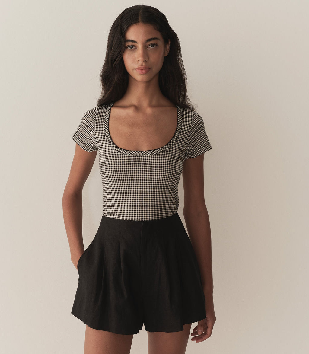BRIGITTE TEE -- NOIR LA MADDALENA GINGHAM