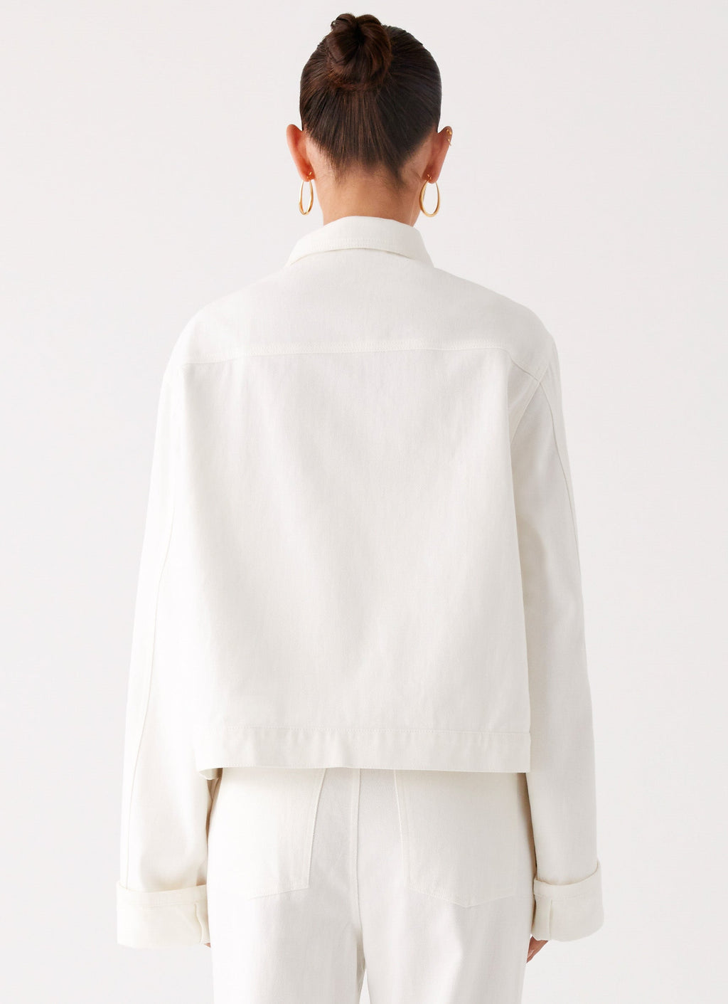 Back Again Oversized Denim Jacket - White