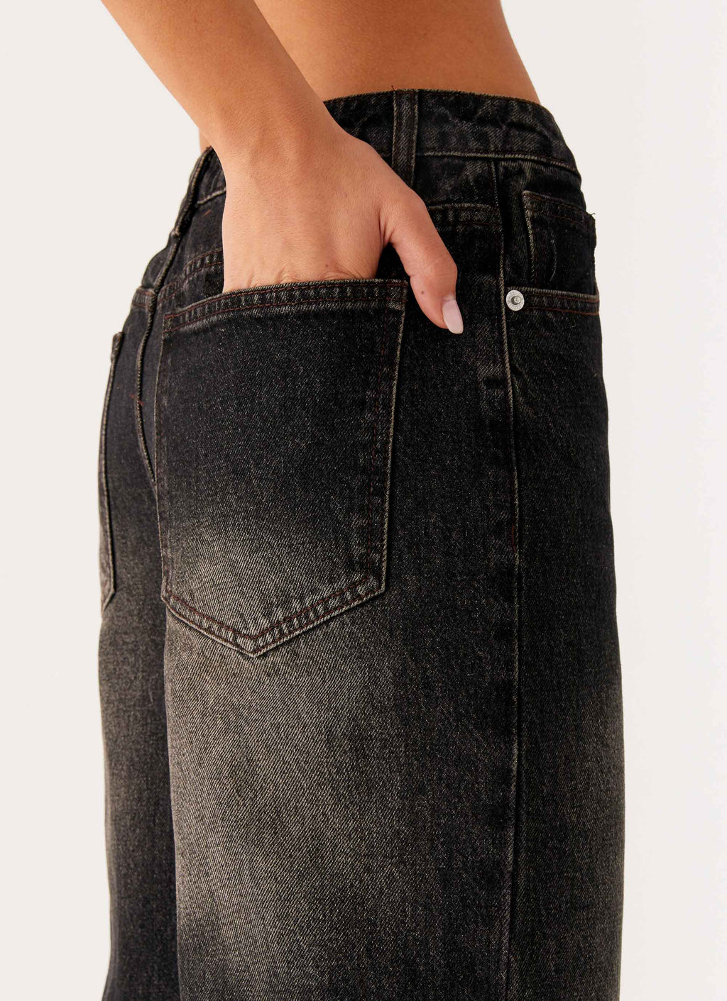 Back Again Straight Leg Denim Jeans - Acid Charcoal