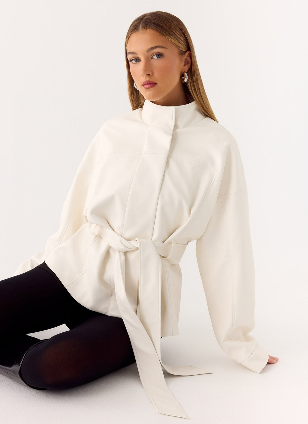 City Light Tie Waist Trench Jacket - Ivory