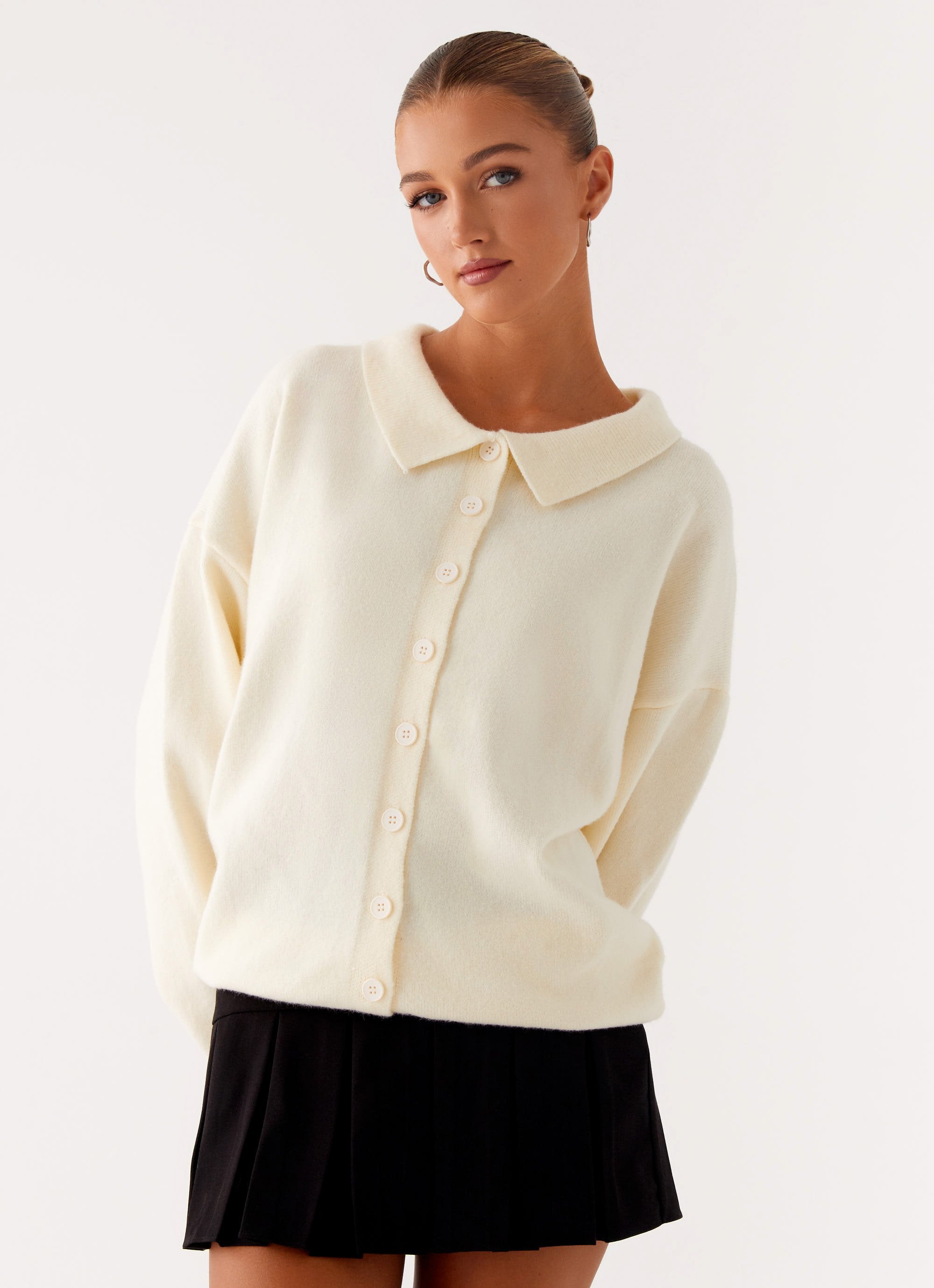 Dorian Button Knit Sweater - Ivory