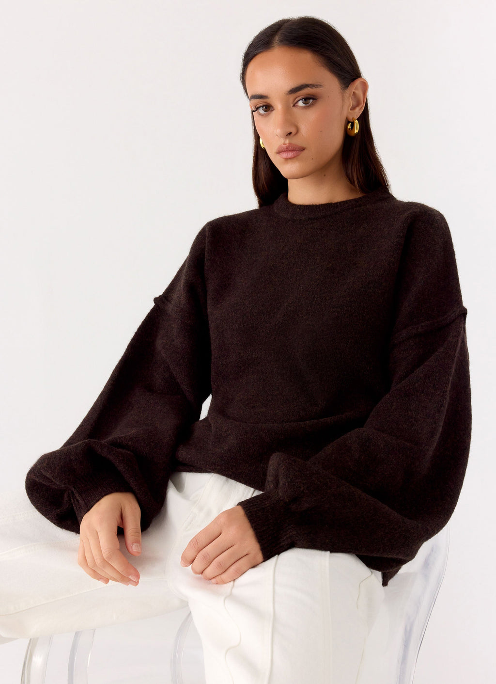 Jack Oversized Knit Sweater - Chocolate