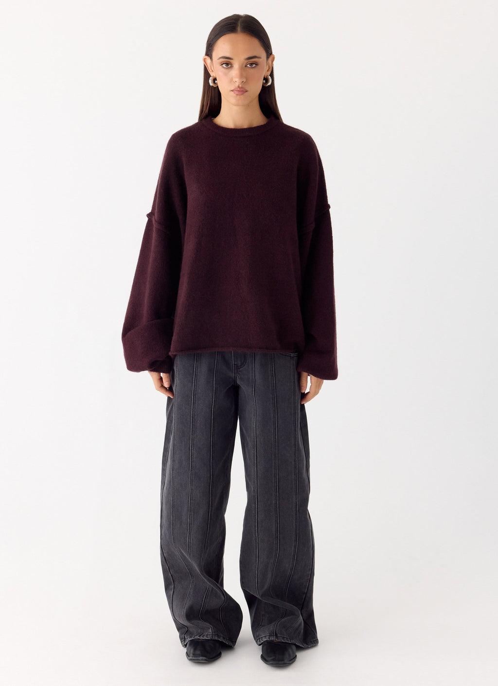 Jack Oversized Knit Sweater - Plum