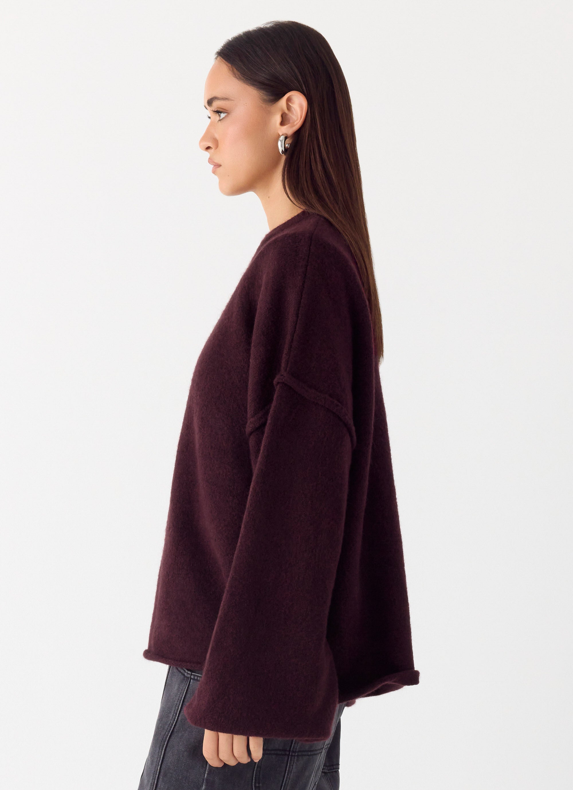 Jack Oversized Knit Sweater - Plum