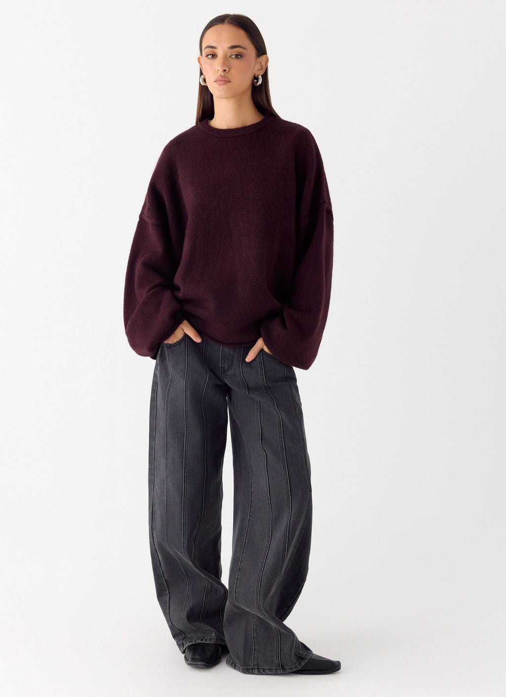 Jack Oversized Knit Sweater - Plum