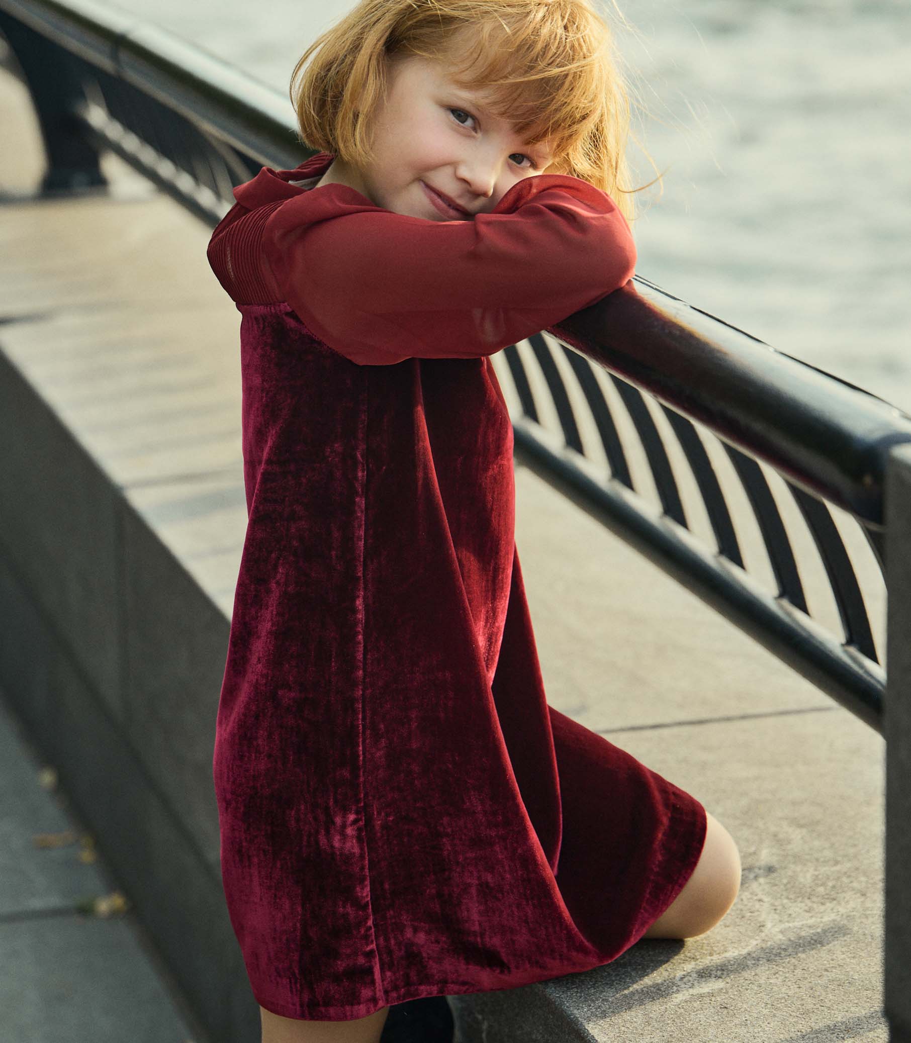 LITTLE MADELYNNE DRESS -- VINO ROSSO
