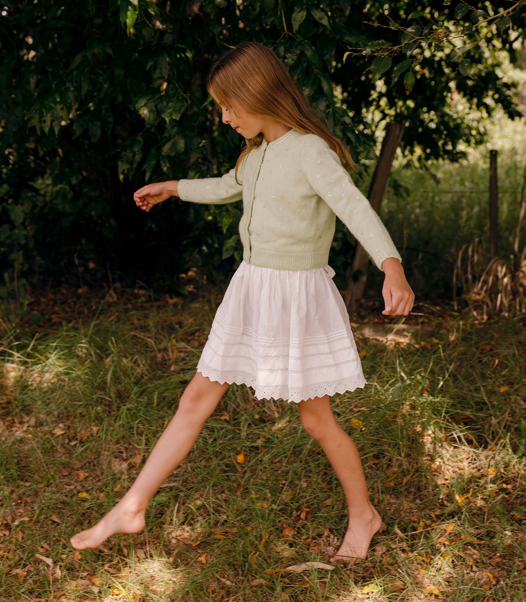 LITTLE PAILLETTE CARDIGAN -- MINT TEA