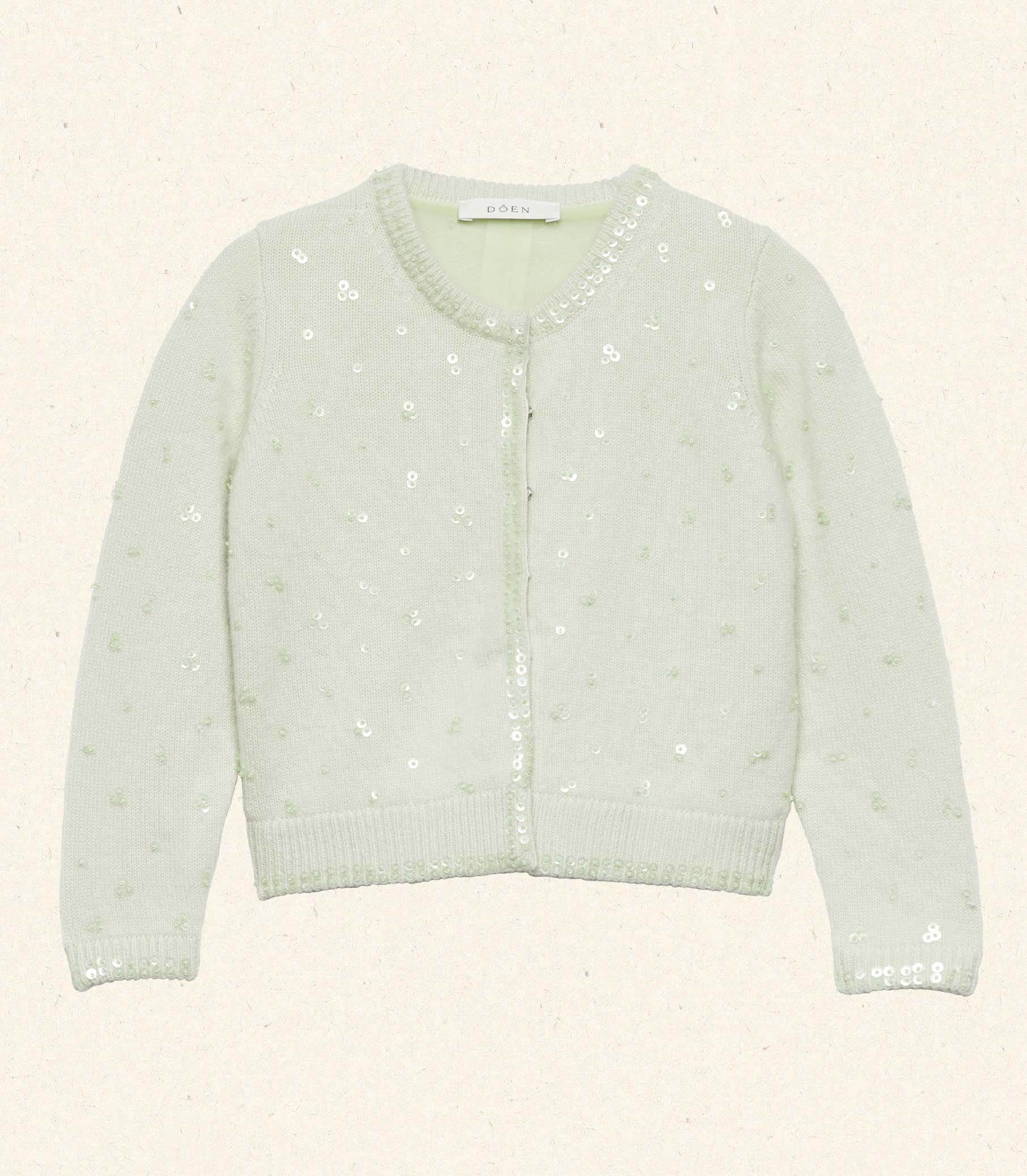 LITTLE PAILLETTE CARDIGAN -- MINT TEA
