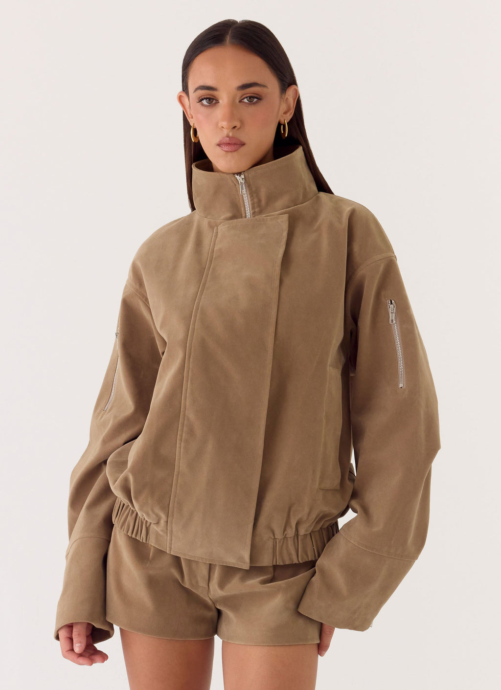 Marlow Faux Suede Jacket - Taupe