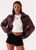 Meant To Be PU Boxy Jacket - Wine