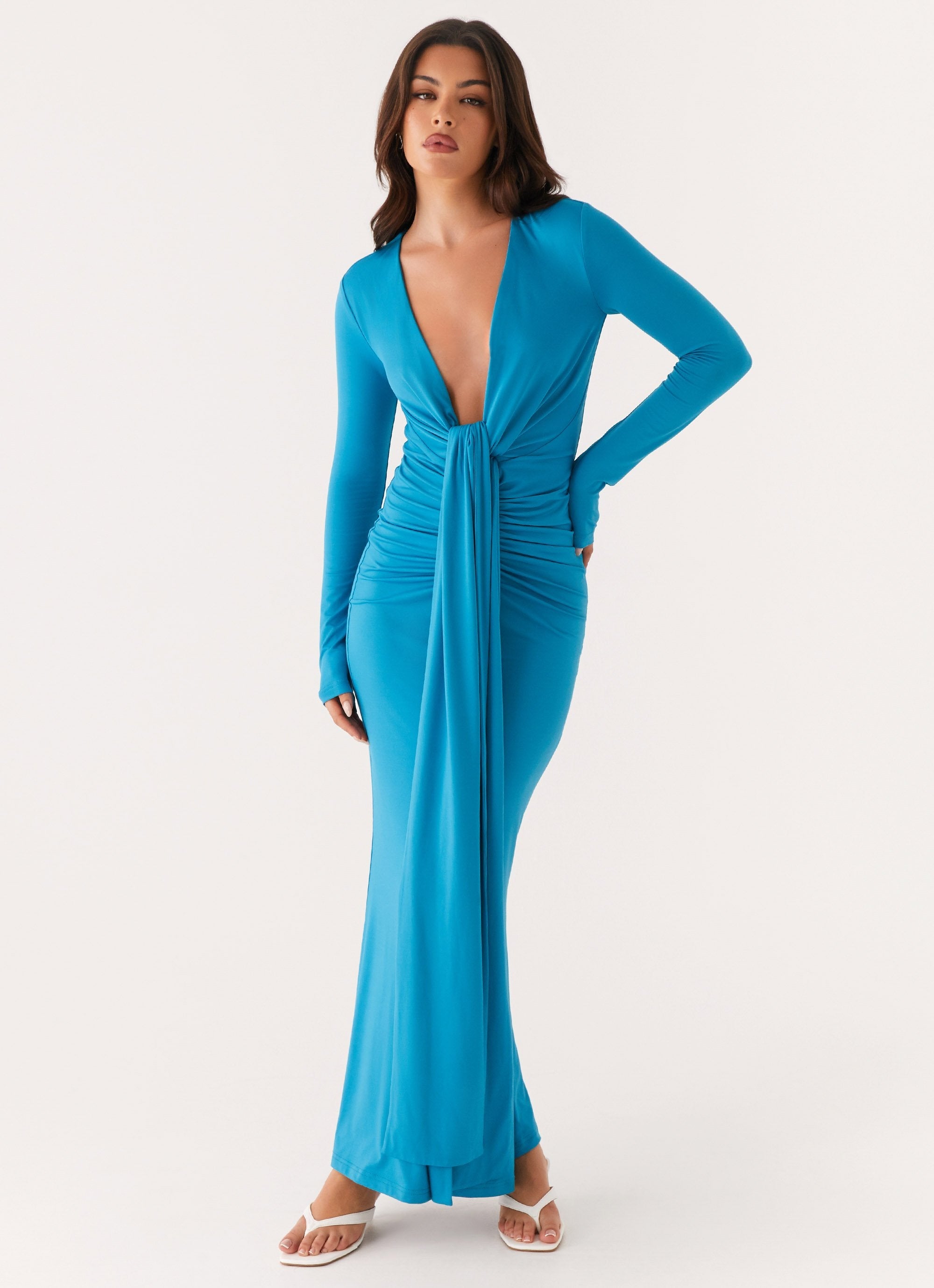 Miesha Long Sleeve Maxi Dress - Blue
