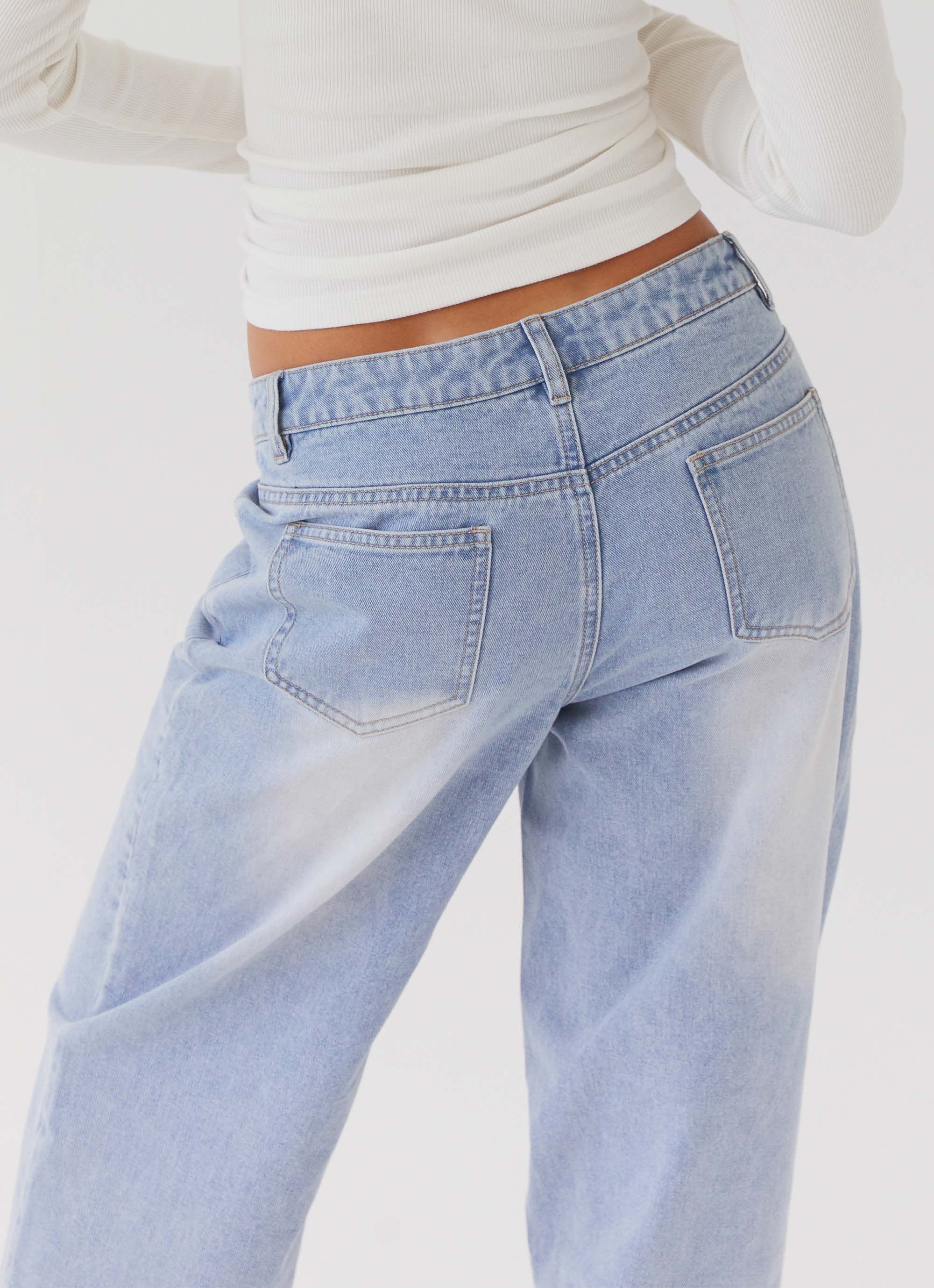 Keanna Low Rise Denim Jeans - Light Blue
