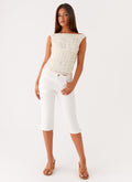 Rocco Denim Capri Pants - Off White